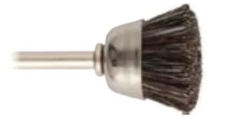 Miniature Cup Brush, Soft Bristle, 9/16 in Dia, 3/32 in Shank