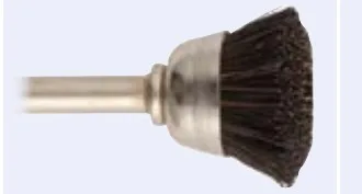 Miniature Cup Brush, Hard Bristle, 9/16 in Dia, 1/8 in Shank