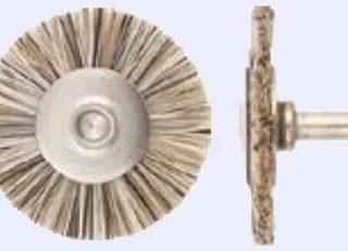 Miniature Wheel Brush, Hard Bristle, 3/4 in Dia, 3/32 in Shank