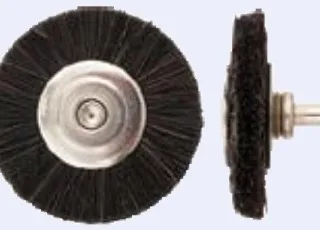 Miniature Wheel Brush, Hard Bristle, 3/4 in Dia, 3/32 in Shank