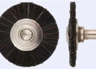Miniature Wheel Brush, Hard Bristle, 3/4 in Dia, 1/8 in Shank