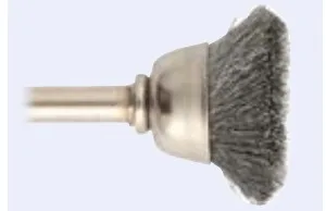 Miniature Cup Brush, Steel Wire, 5/8 in Dia, 1/8 in Shank