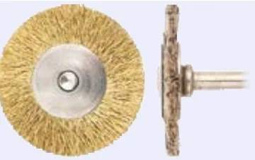 Miniature Wheel Brush, Brass Wire, 3/4 in Dia, 3/32 in Shank