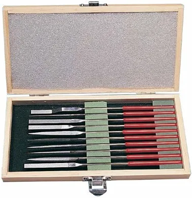 Diamond Needle File Set, 10 Pieces in Wooden Case